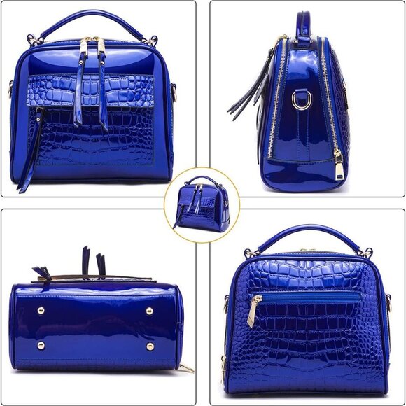 Women Patent Leather Handbag and Purses PU Satchels Shoulder Bags Crossbody Bags - Picture 5 of 7